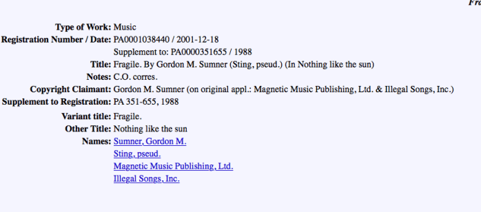 Fragile Song Registration