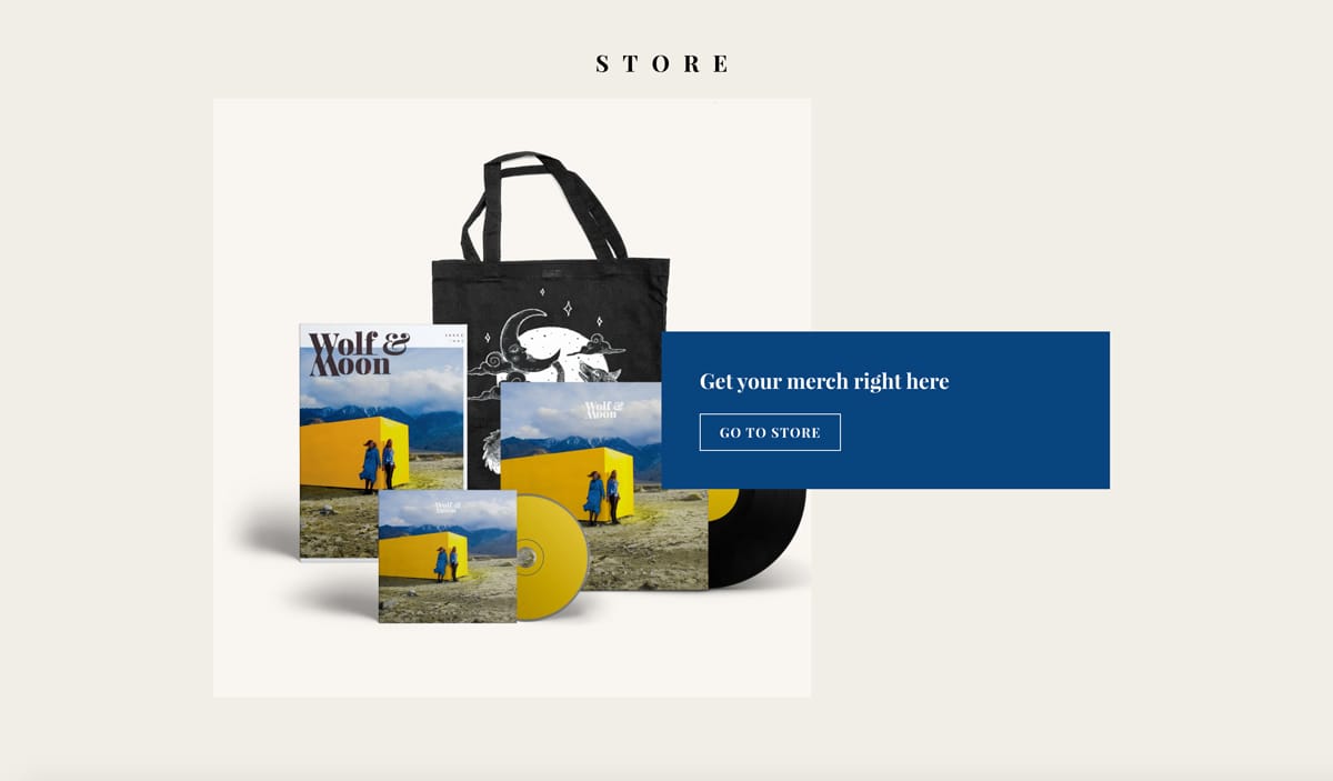 7 ways to create band website layouts you'll love - Bandzoogle Blog - Homepage merch