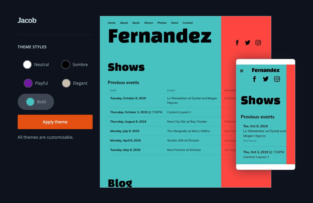 Bold color mood option in theme chooser