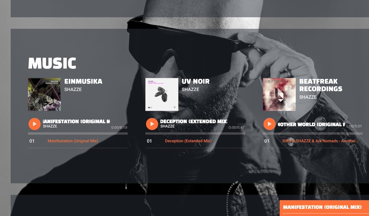 Onesheets as a promotional tool - 
 Bandzoogle blog: Onesheets for musicians: How to use a Onesheet to promote your music. Image of artist Shazze's website. 