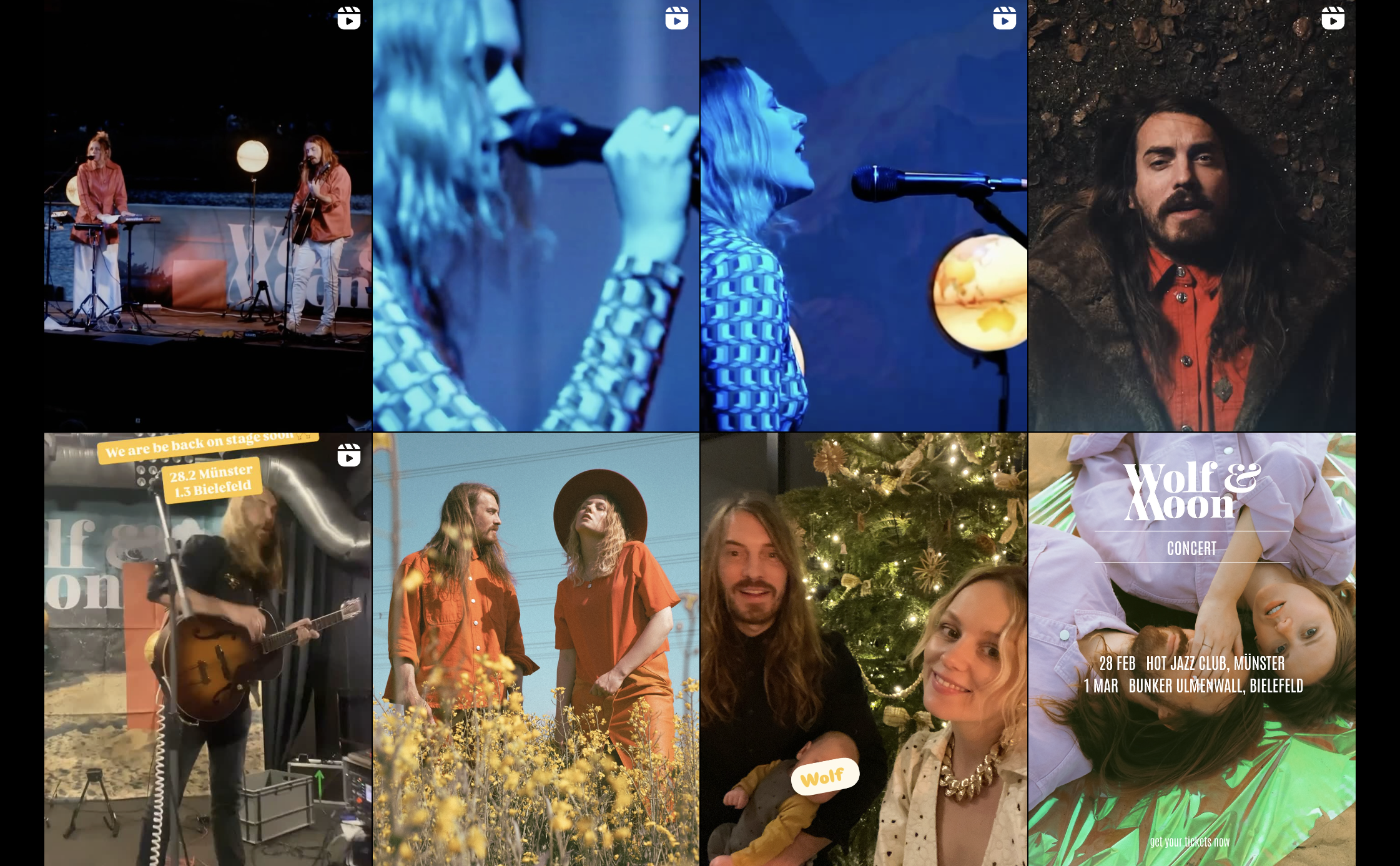 Bandzoogle blog: How to advertise your music on Instagram. Image shows a screenshot of the Instagram feed of musicians Wold and Moon.