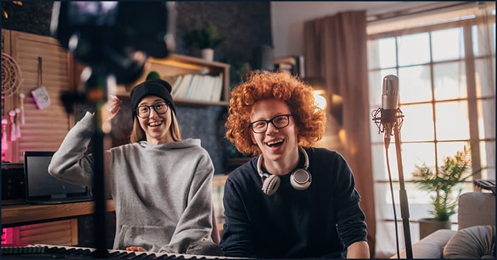 young musicians filming music for TikTok