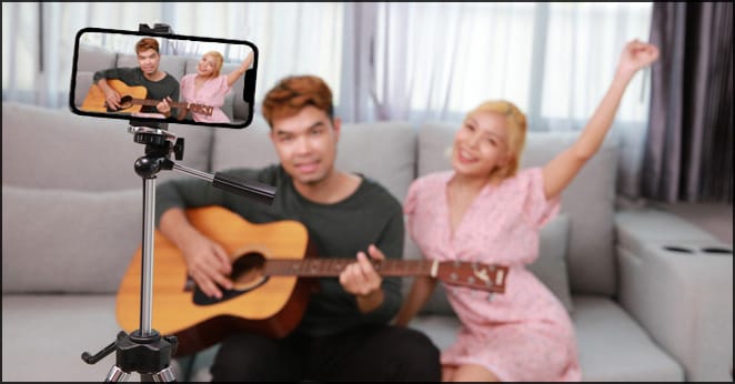 music duo making a TikTok video
