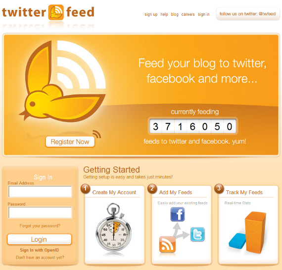 twitterfeed twitterfeed home page