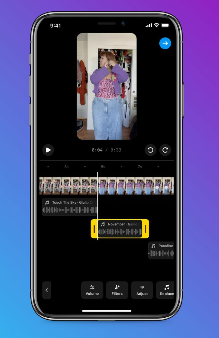 Instagram Reel's new multitrack audio