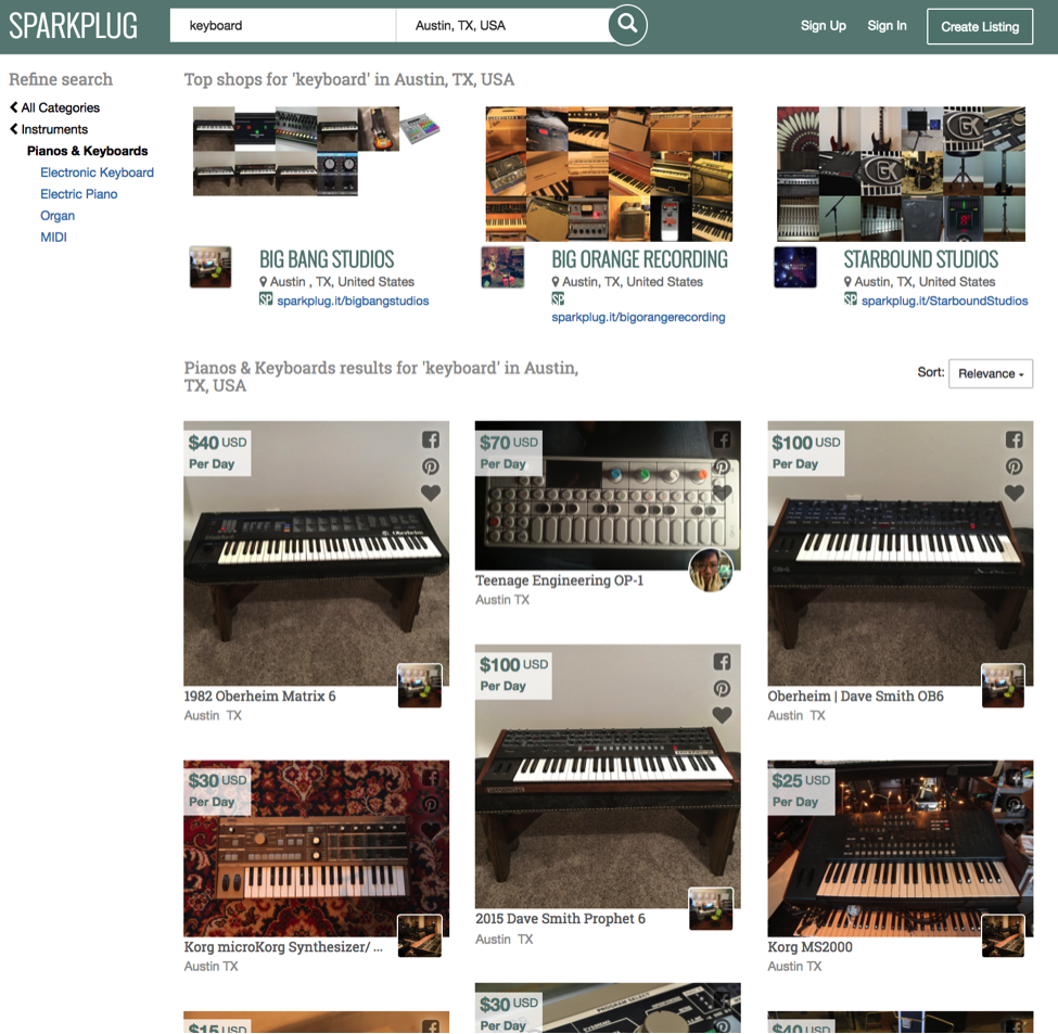 Renting gear from Sparkplug