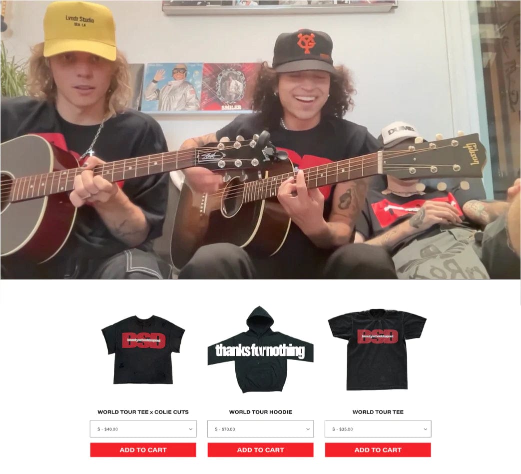 artist live shopping merch launch on shopify