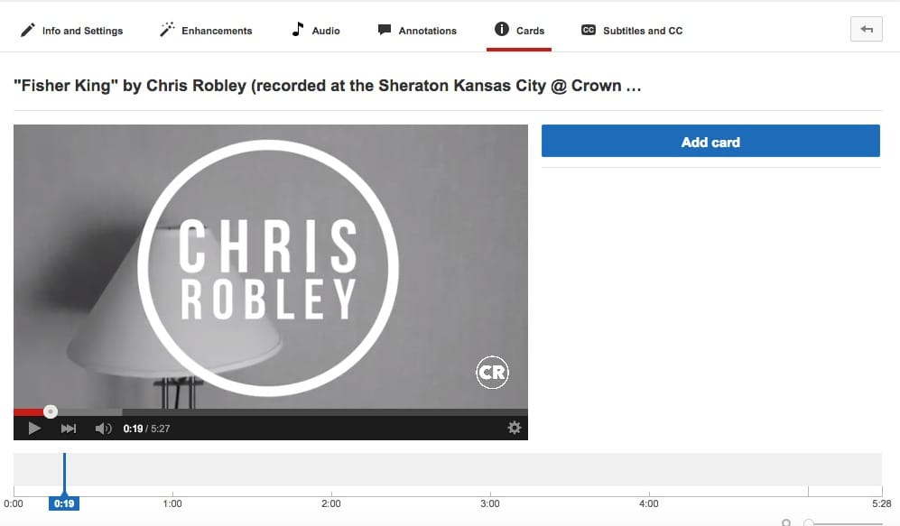 Adding cards to YouTube videos