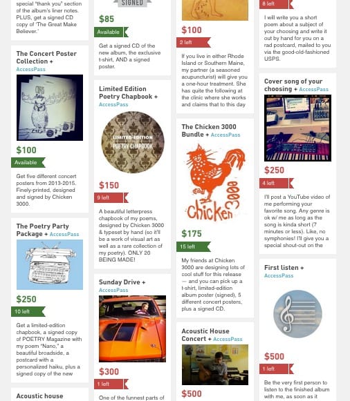 PledgeMusic exclusives