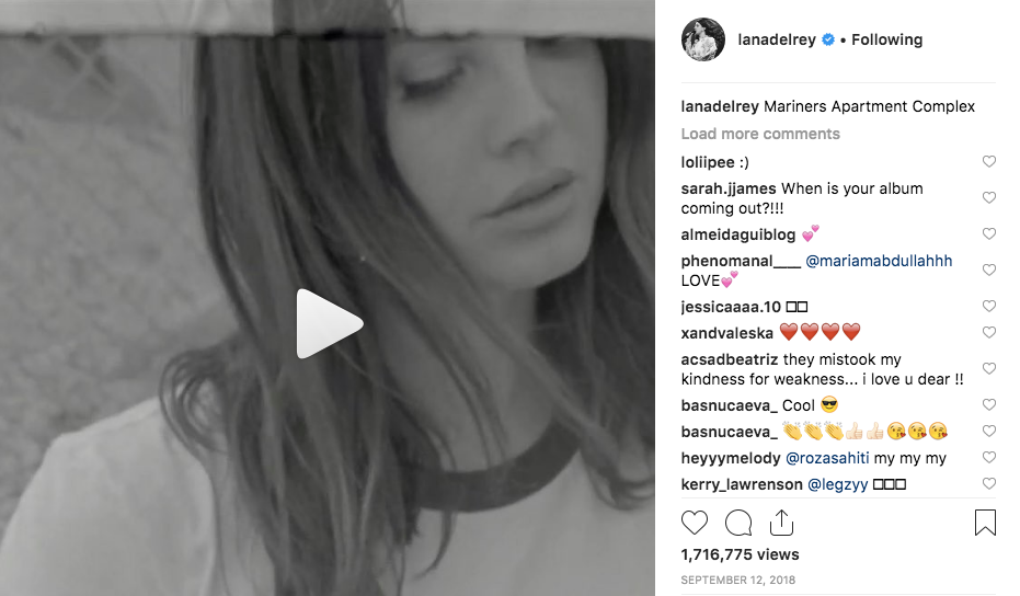 Screenshot from Lana Del Rey's Instagram