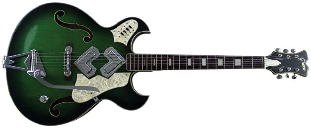 The Greco 950 (aka "The Shrike") was made at the Teisco factory between 1967-69. -japanese-lawsuit-guitars