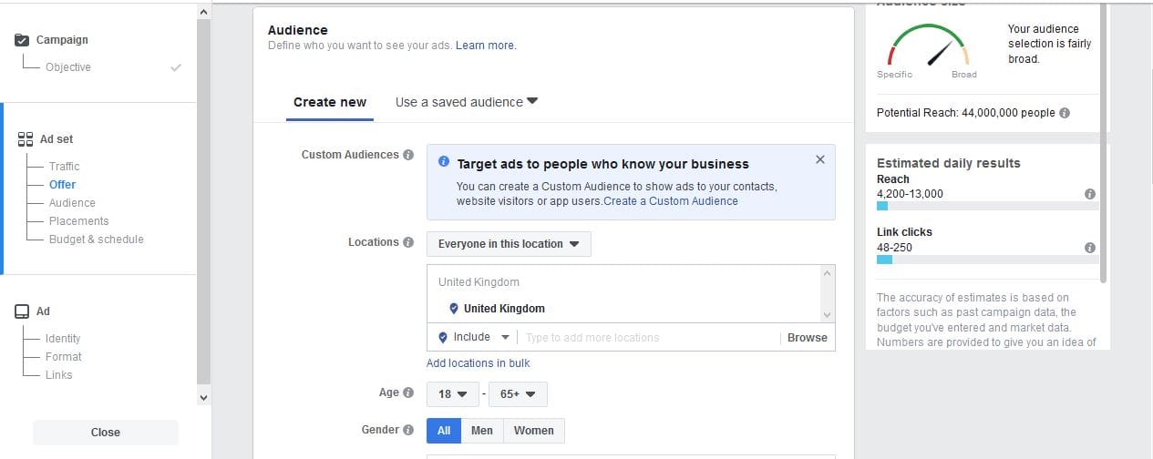 Facebook Ads to Build FB Step 3