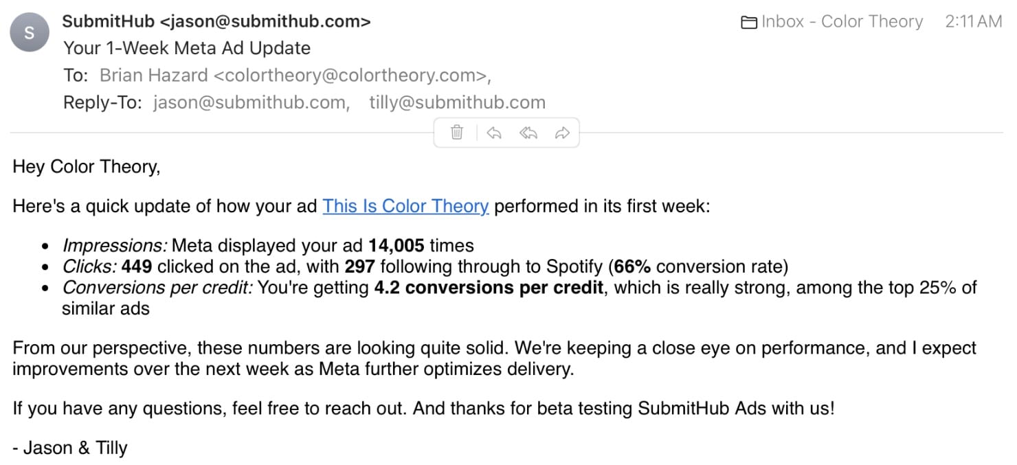 SubmitHub Ads One Week