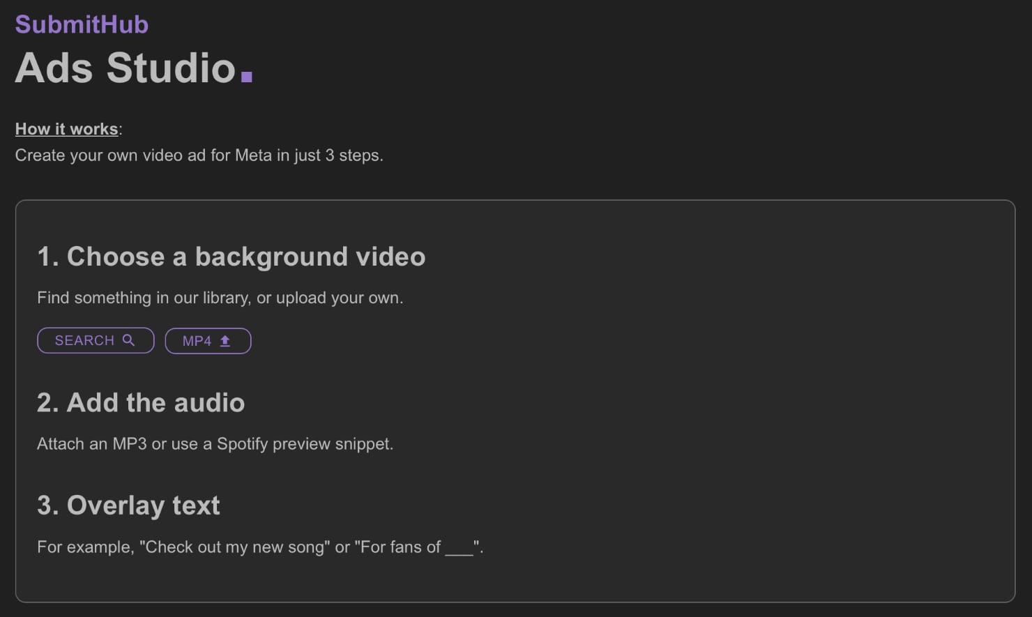 SubmitHub Ads Studio