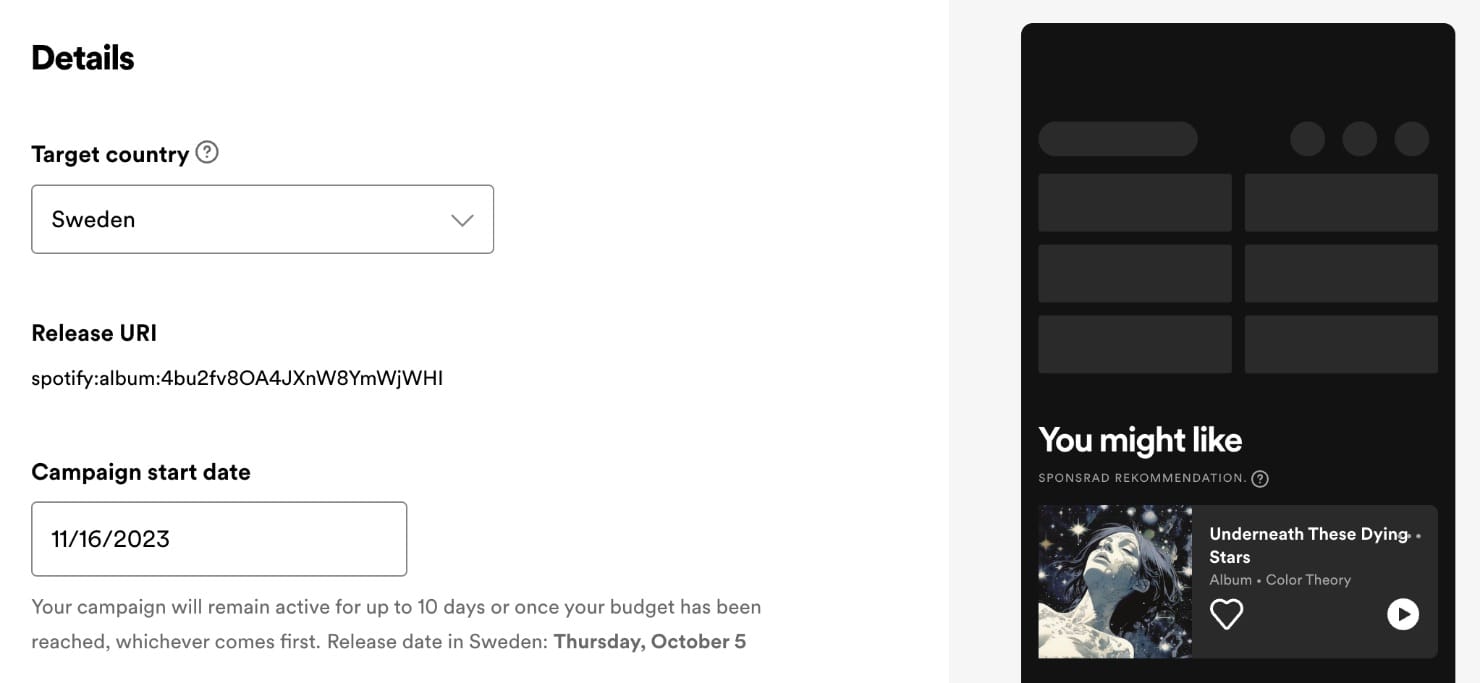 Spotify Showcase country