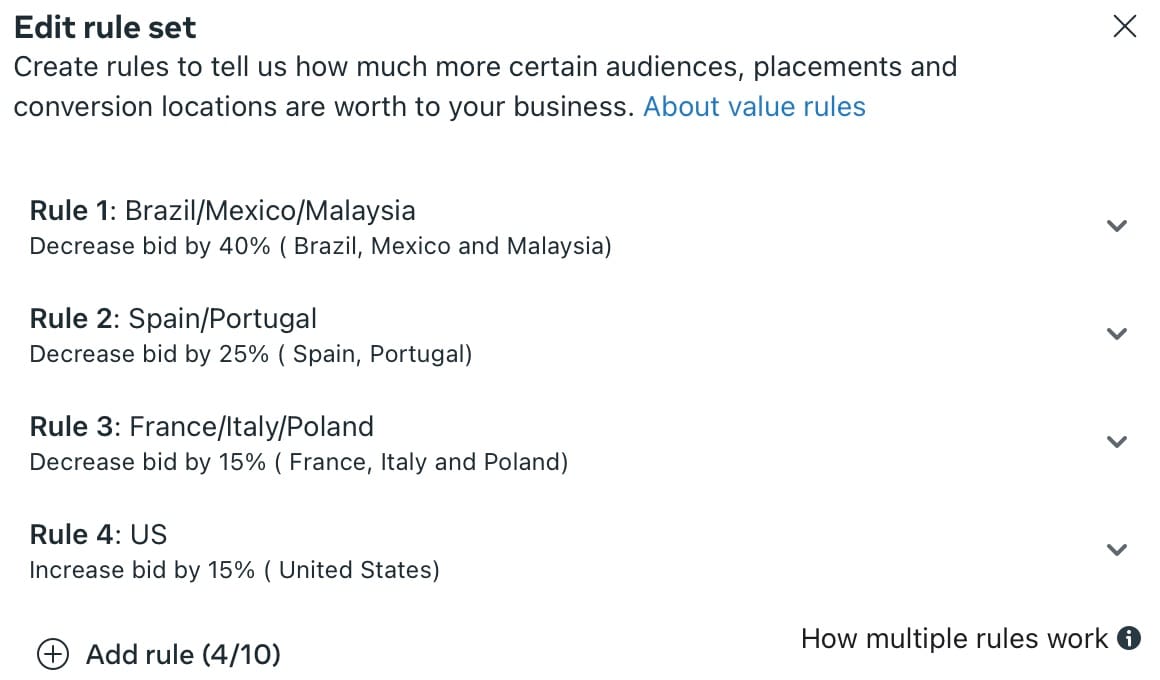 Value Rules Rule Set