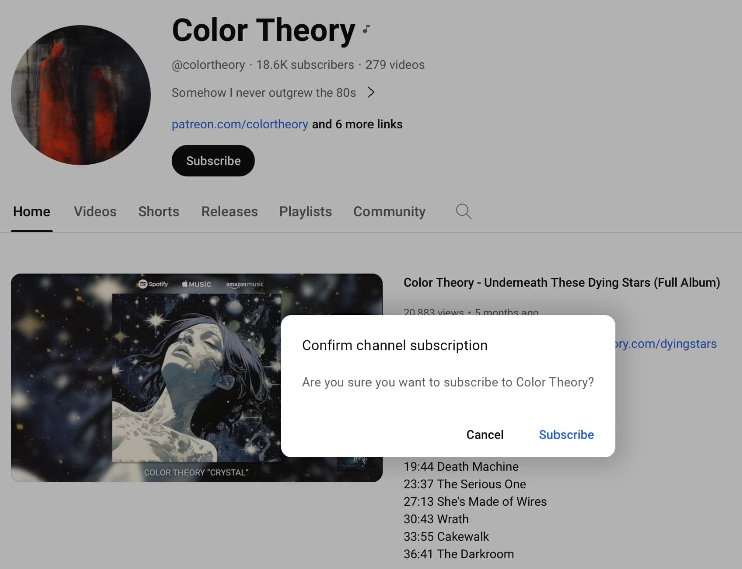 YouTube subscribe pop-up