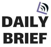 DAILY BRIEF logo with bold black text and stylized wireless signal icon, representing news updates and insights in the music