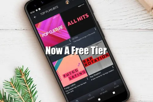 Vibrant music streaming app showcasing top hits and playlists on a smartphone screen, representing digital music discovery an