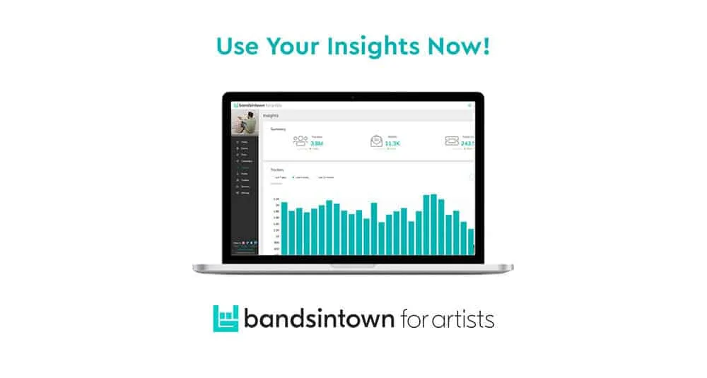 Dashboard analytics on a laptop screen showcasing music industry insights and data.