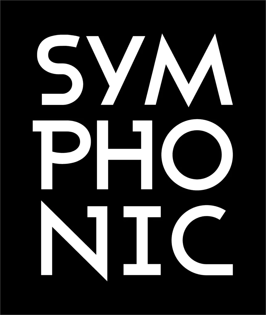 SYMBIOTIC MUSIC logo emphasizing innovative collaboration in the music industry, with bold black and white design representin