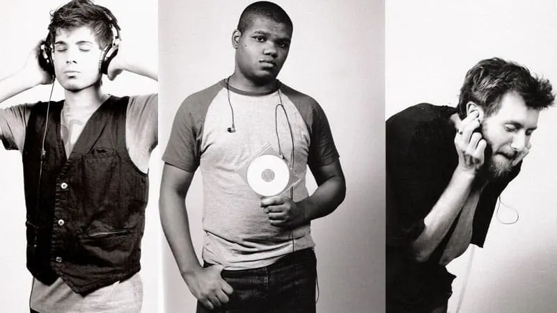 Music enthusiasts listening to and enjoying music with headphones and portable devices, showcasing the importance of music st