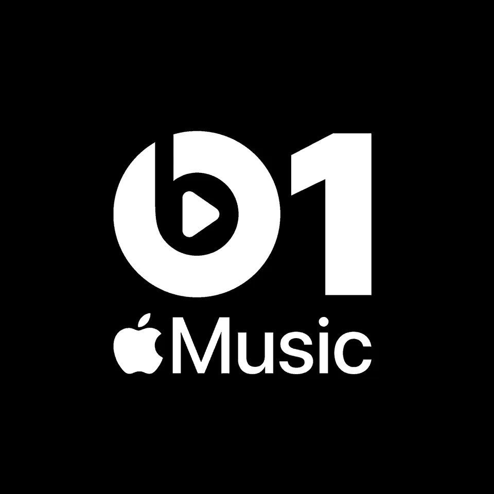 Apple Music streaming service logo with Beats by Dre headphones, representing music, digital streaming, and entertainment med