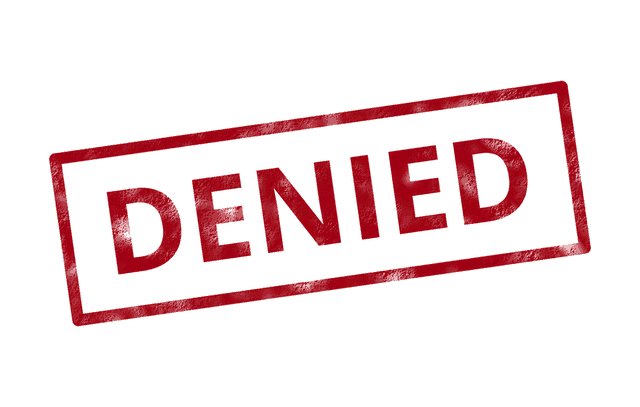 Denied access to streaming music platform with red background and denied stamp, digital music service restriction, music lice