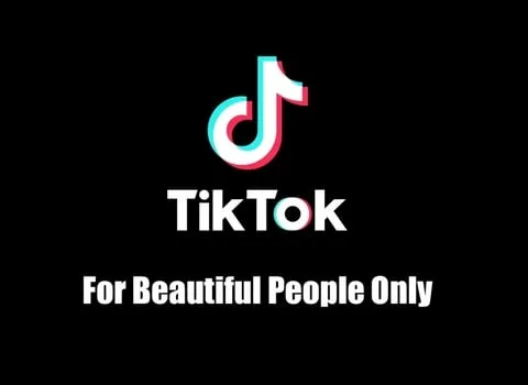 TikTok logo with the slogan "For Beautiful People Only" on a black background, representing social media, entertainment, and