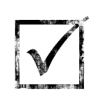 Voting ballot with checkmark symbol on white background, representing voting, elections, or decision-making.