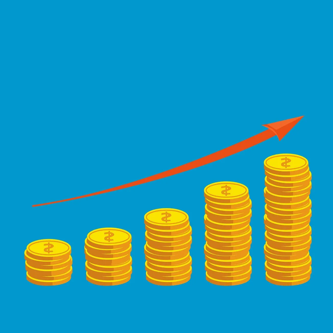 Increasing revenue with financial growth and investment concepts, featuring a rising graph and stacks of gold coins, optimize