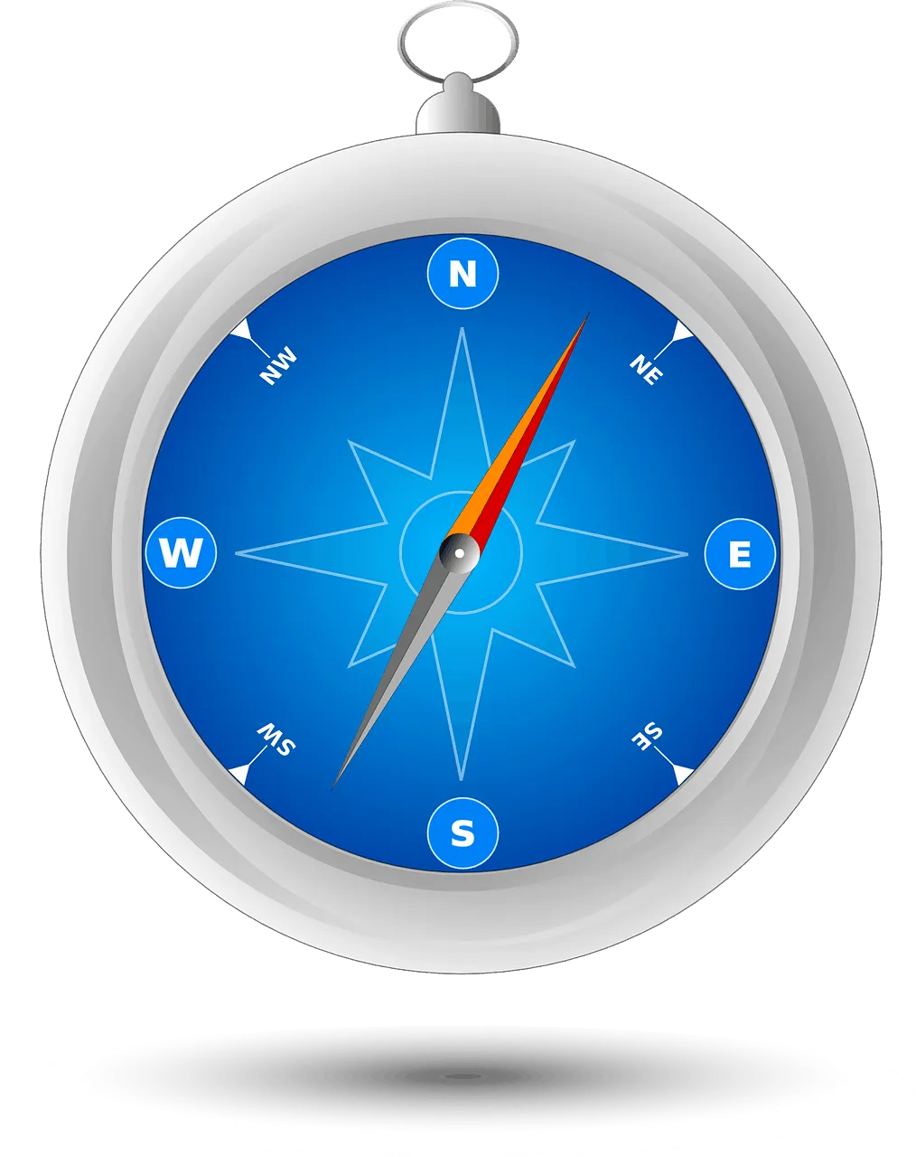 Compass clock showing directions and time, navigation tool, time management, travel, outdoor equipment, digital illustration,