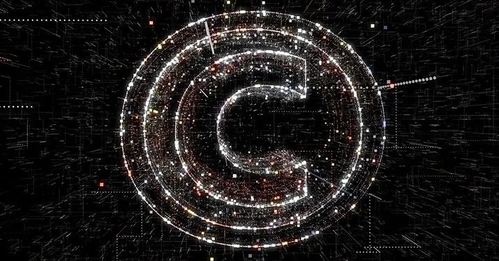 © Digital matrix with copyright symbol, representing digital rights, copyright protection, and intellectual property in the m