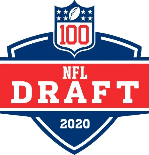2020 NFL Draft logo emphasizing football, sports, and American football event, suitable for sports news, draft analysis, and