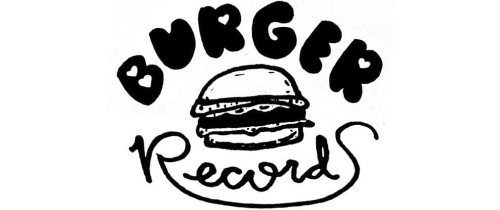 Burger records logo, music record label, indie music branding, stylized burger and record illustration, iconic logo for indep