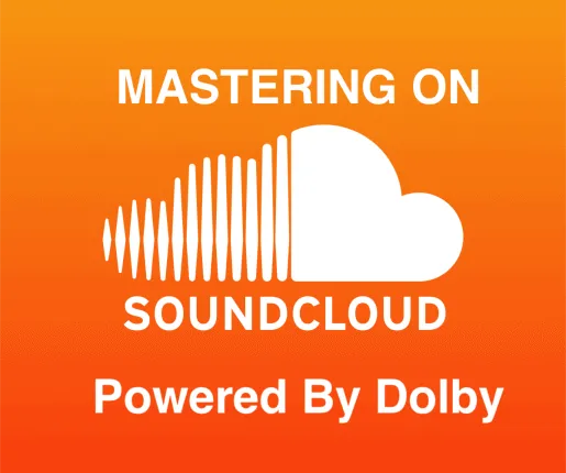 High-quality sound mastering with SoundCloud and Dolby technology illustration, featuring sound waves and cloud icon, ideal f