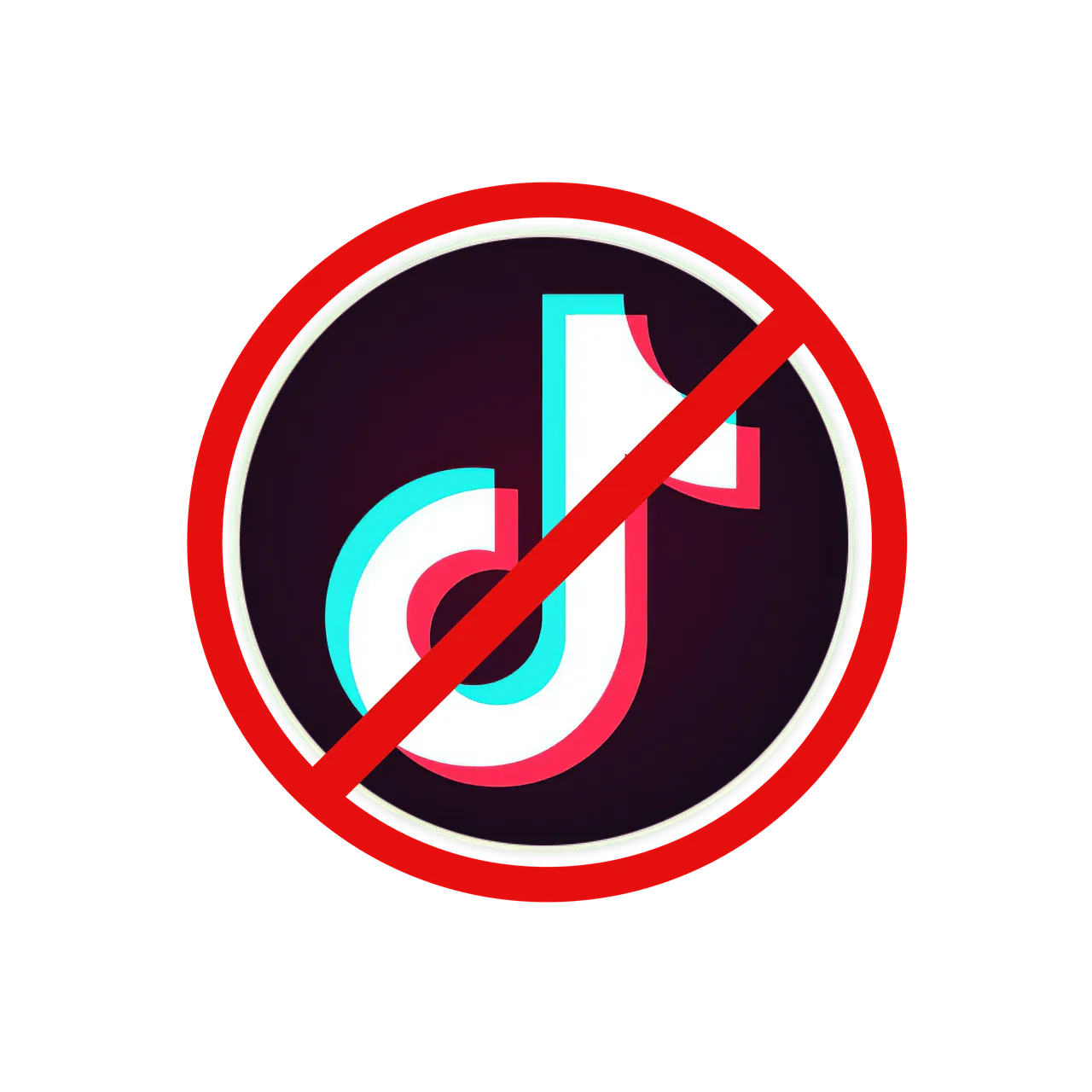 Blocked TikTok logo with a red prohibition sign over it, representing restrictions or bans on TikTok usage.