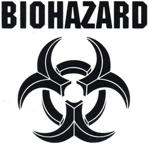 Biohazard symbol, hazard warning icon for biological risks in the music industry, representing danger and safety precautions