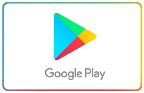 Google Play Store logo with colorful triangular play button and text, representing digital app distribution platform.