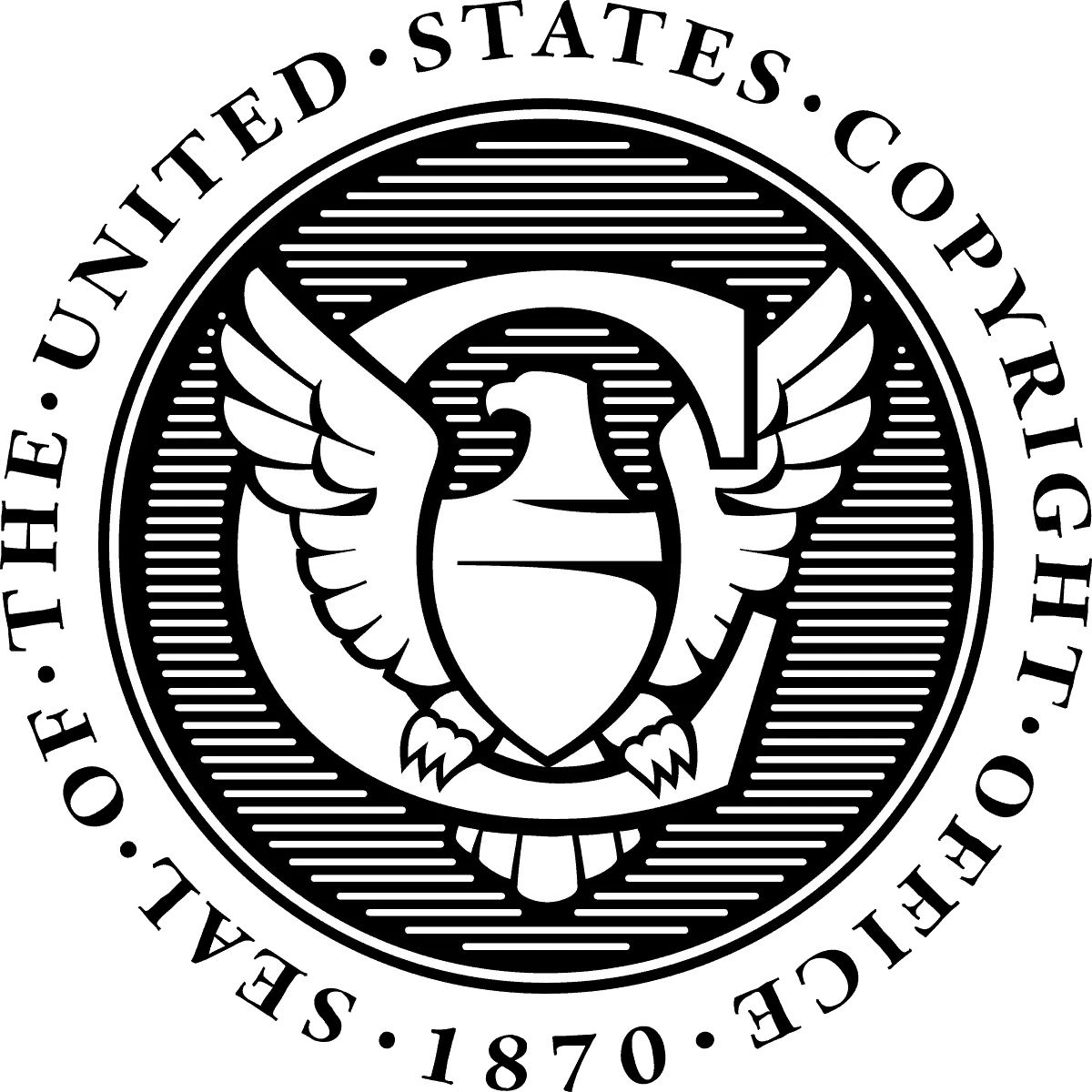 Eagle emblem with wings spread, stylized black and white logo, representing strength and freedom, suitable for musical or art