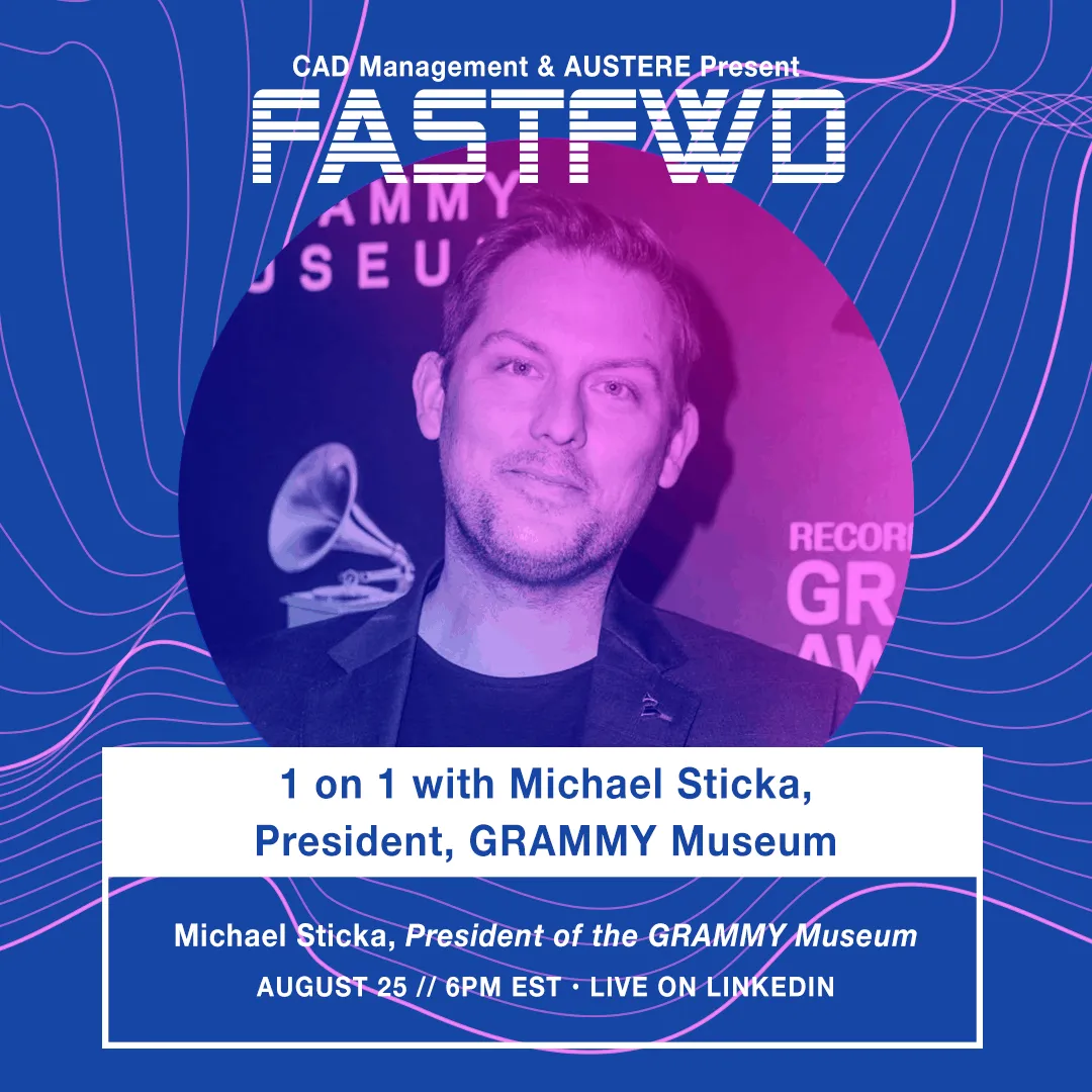 Michael Sticka, President of the GRAMMY Museum, speaking at the FastFWD event, focusing on music industry leadership and inno