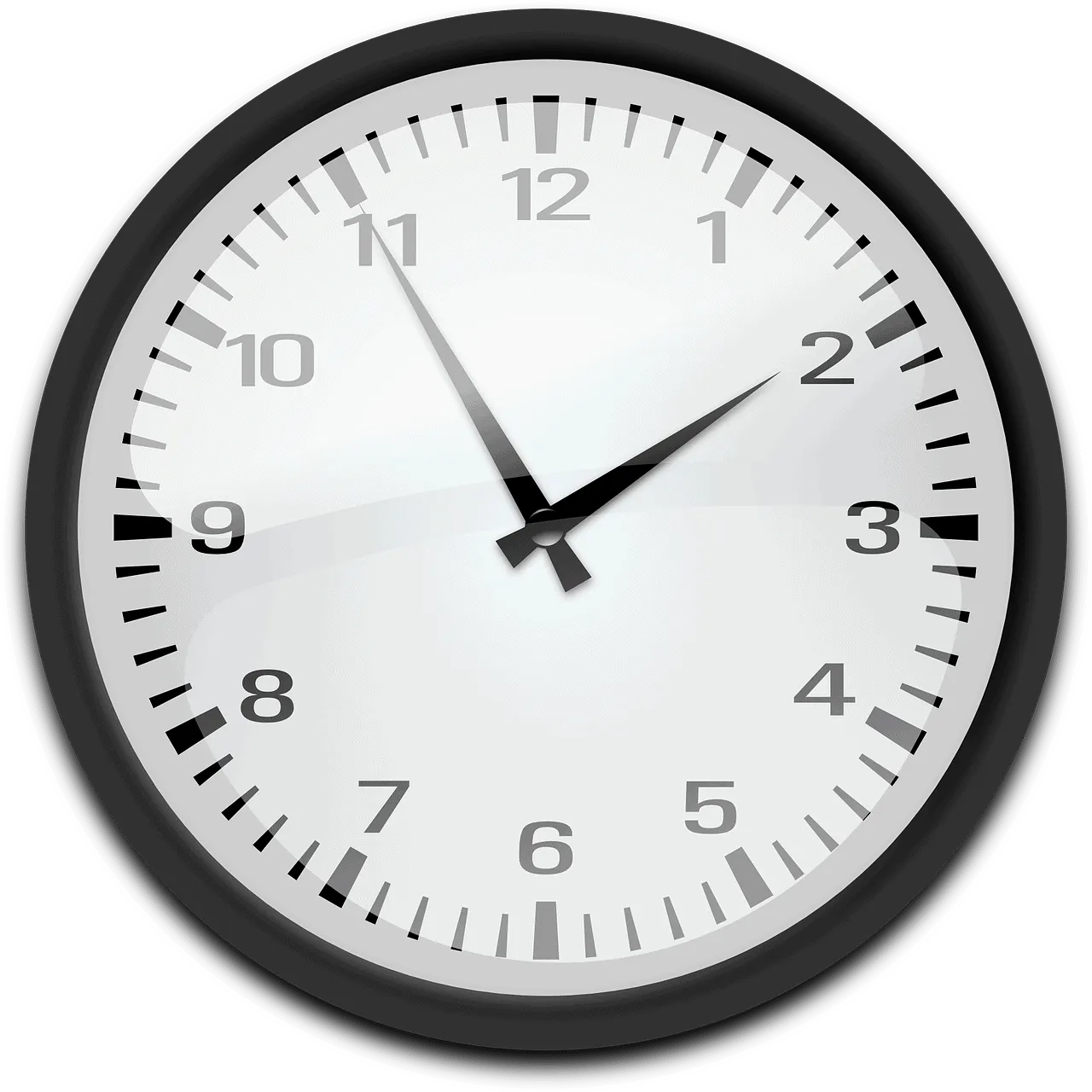 Pastel color clock showing time close to 2:53, with black frame and white face, on a black background, symbolizing time manag