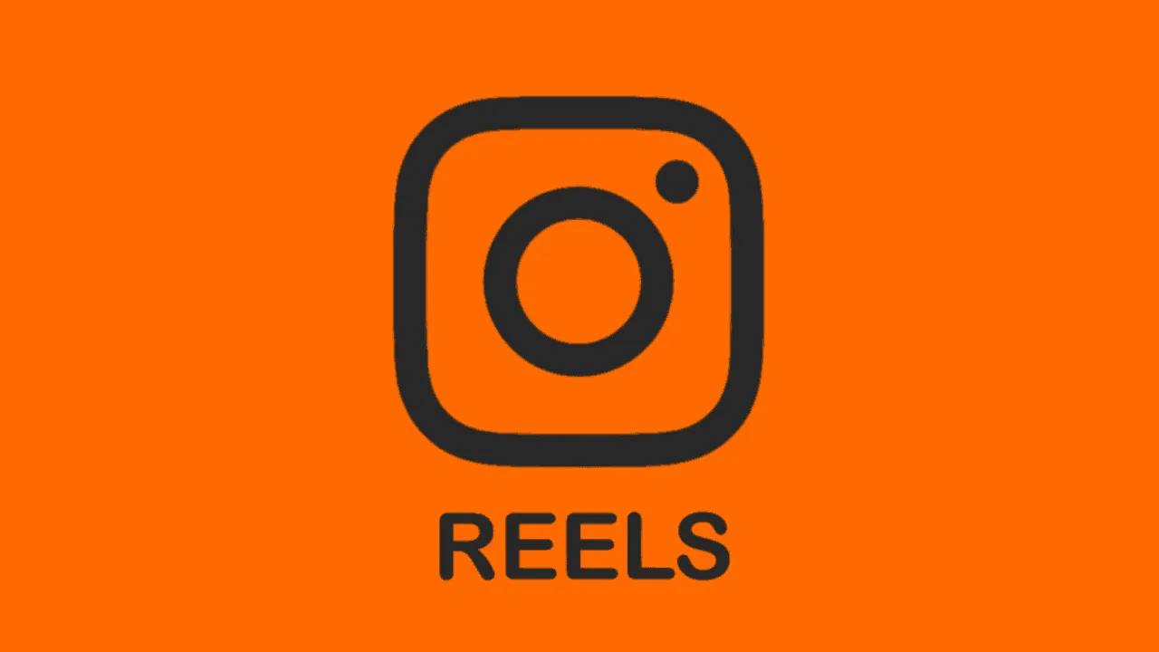 Instagram Reels icon on an orange background, representing social media marketing and content creation for music and entertai