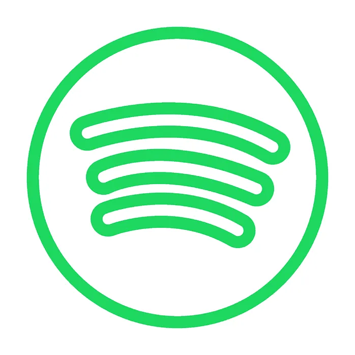 Spotify logo icon in green, representing music streaming service and digital music industry.