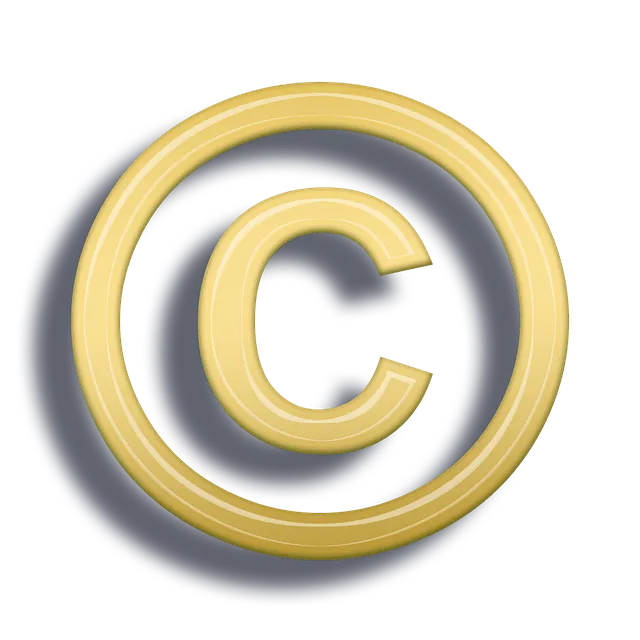 © copyright symbol in gold with black background, representing intellectual property and licensing, relevant for digital medi