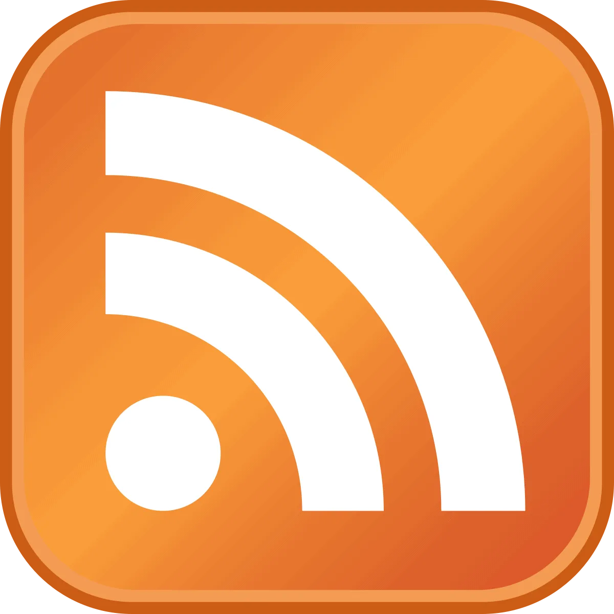RSS feed icon on an orange background, representing digital content distribution and music industry updates.