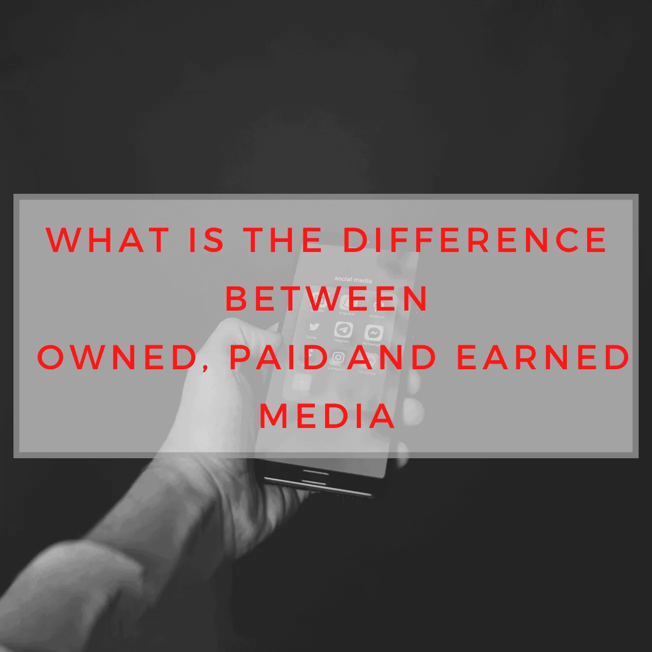 Owned, paid, and earned media digital marketing concepts on smartphone, social media strategy, and media ownership for music