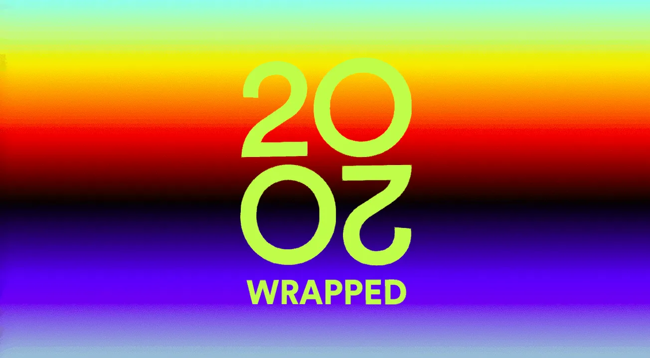 2020 Wrapped colorful gradient background with bold text for music marketing and entertainment insights.