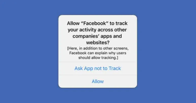 Allow Facebook activity tracking permission pop-up on mobile device, emphasizing app consent for cross-platform activity moni