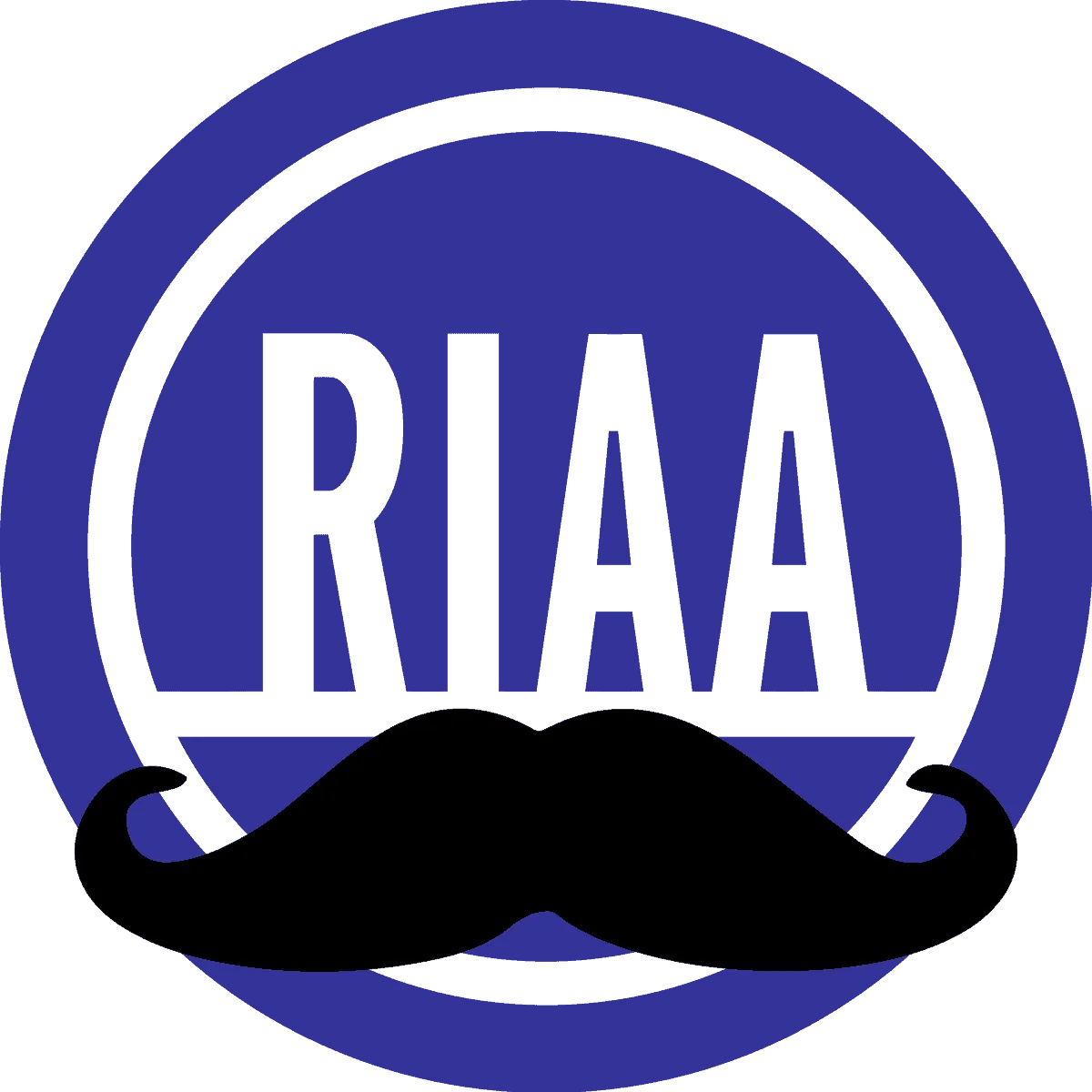Rivard logo with a black mustache graphic and circular background in dark blue, representing branding and creative design for